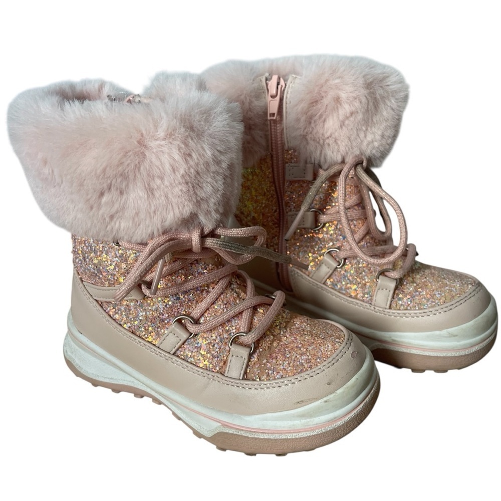 Kelly & Katie Lil Anna Snow Boots Kids' Girl's Pink Size 11M Faux Fur Sparkle